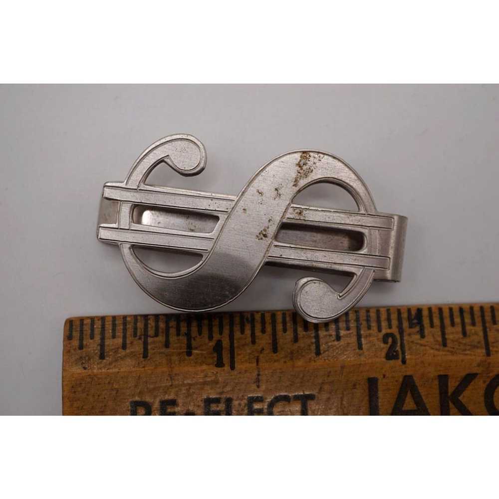 Vintage Silver Tone Luxury Dollar Sign Shaped Met… - image 3