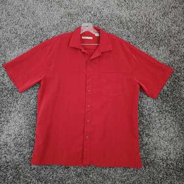 Vintage Batik Bay Mens Red Short Sleeve 100% Poly… - image 1