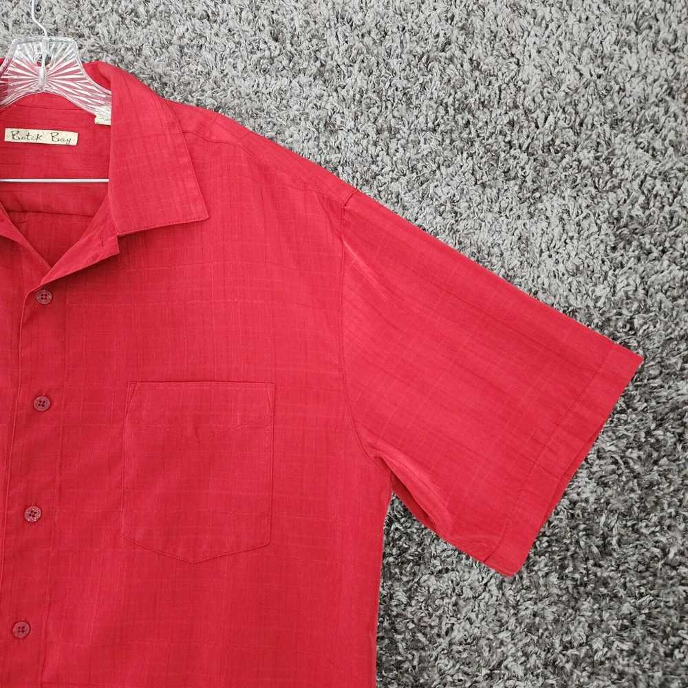 Vintage Batik Bay Mens Red Short Sleeve 100% Poly… - image 3