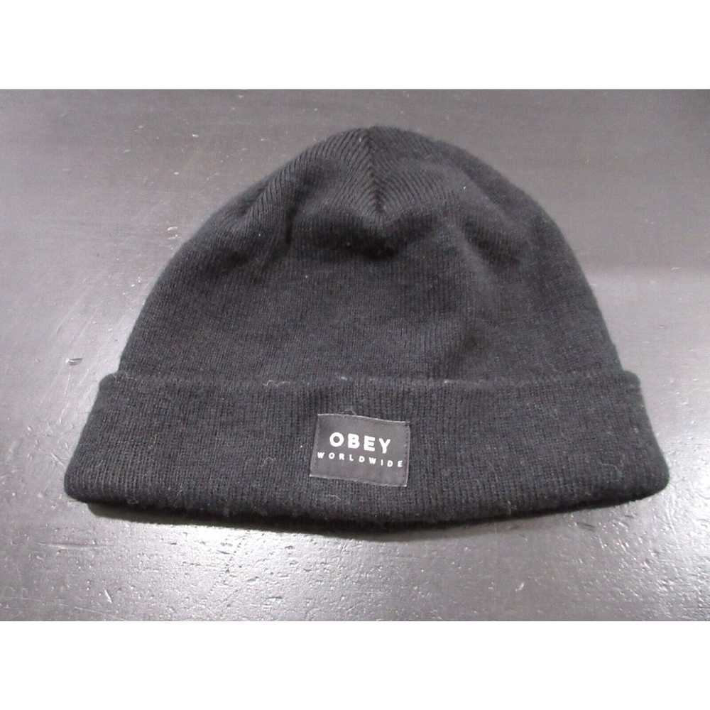 Obey Obey Hat Cap Adult One Size Black White Bean… - image 1