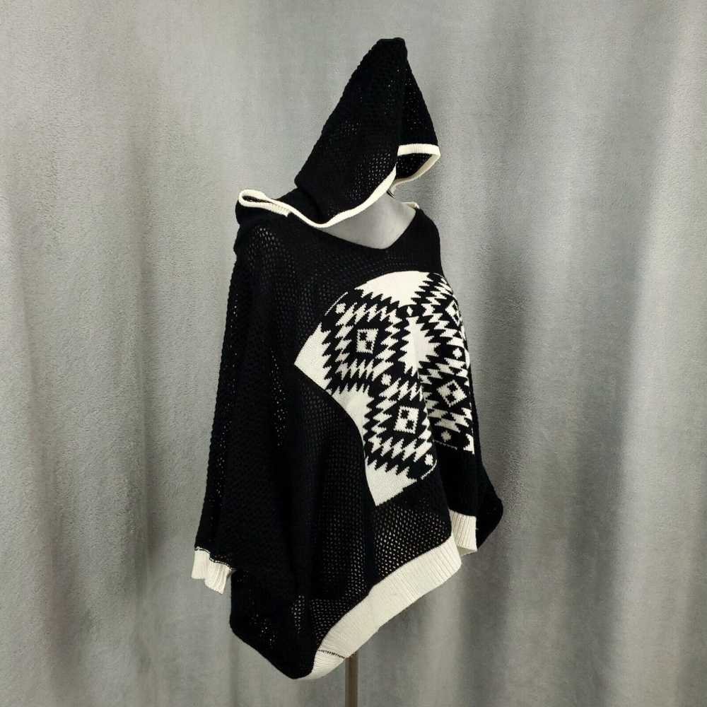 Vintage Umgee Poncho Womens XL Black White Southw… - image 1