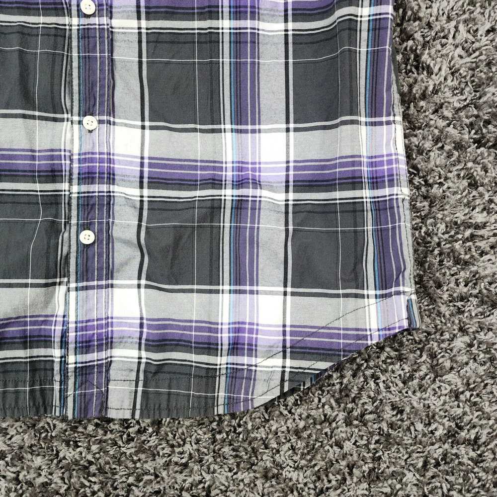 Vintage Helix Mens Purple Black Plaid Short Sleev… - image 2