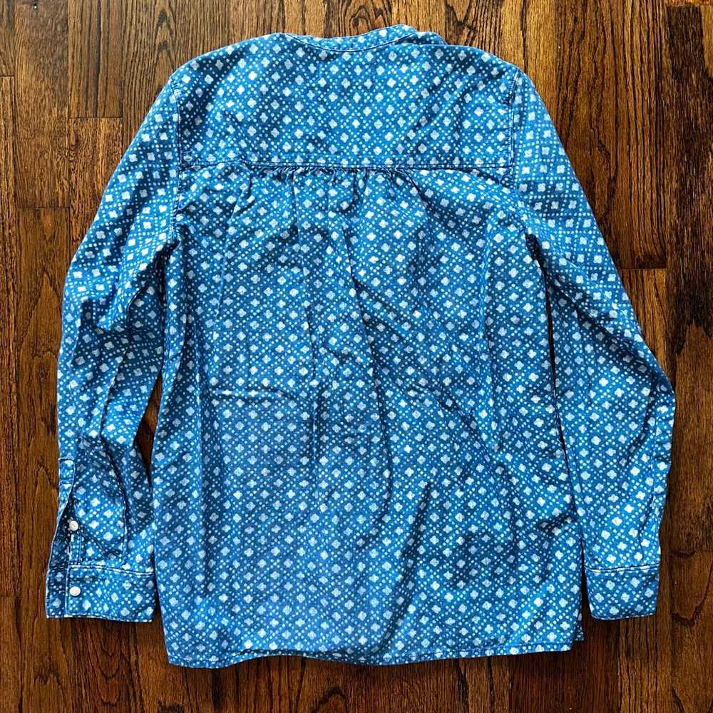 Madewell Floral Stamp Chambray Pullover Top Small… - image 12