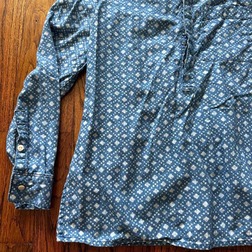 Madewell Floral Stamp Chambray Pullover Top Small… - image 6