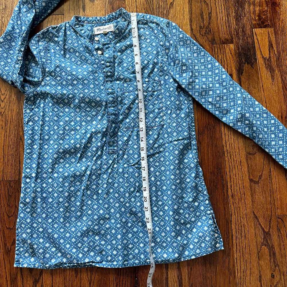 Madewell Floral Stamp Chambray Pullover Top Small… - image 8