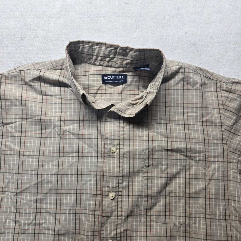 Vintage Puritan Brown Checkered Shirt Button Up L… - image 2