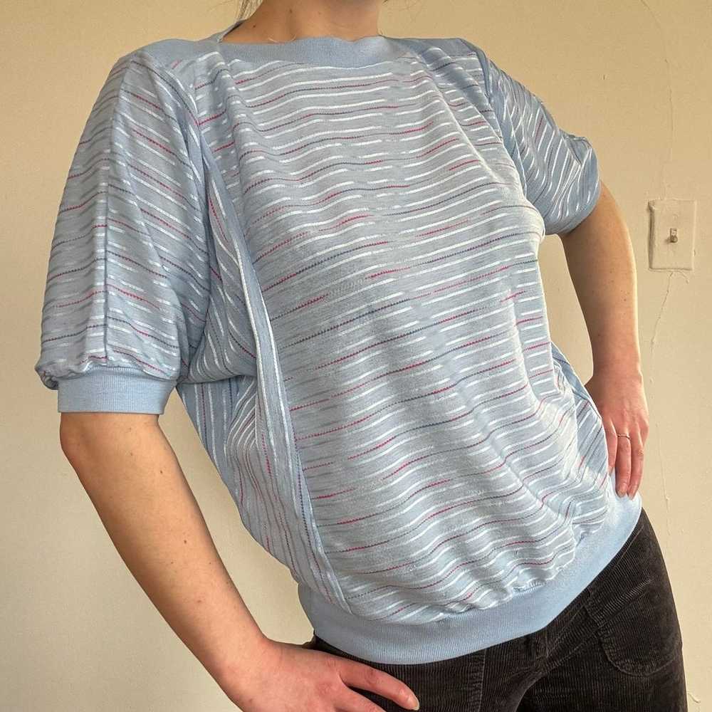 Vintage Eighties Sporty Pastel Striped Top - image 1