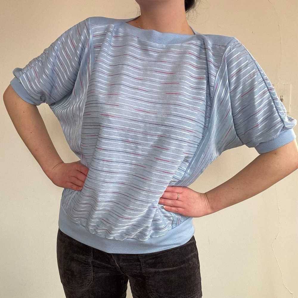 Vintage Eighties Sporty Pastel Striped Top - image 3