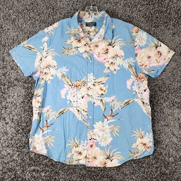 Vintage Primark Mens Blue Floral Short Sleeve Hawa