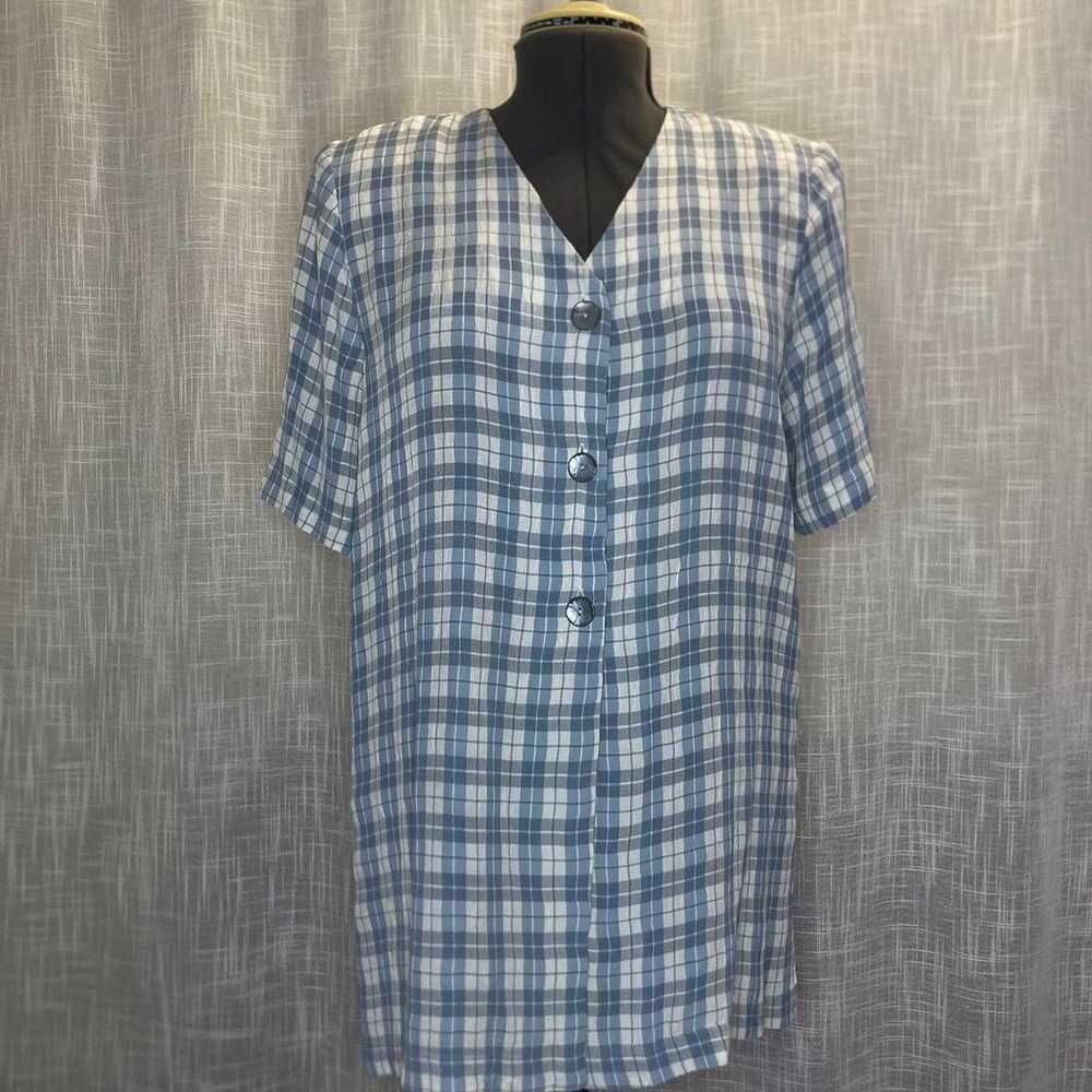 VINTAGE GINGHAM V NECK TOP M - image 5