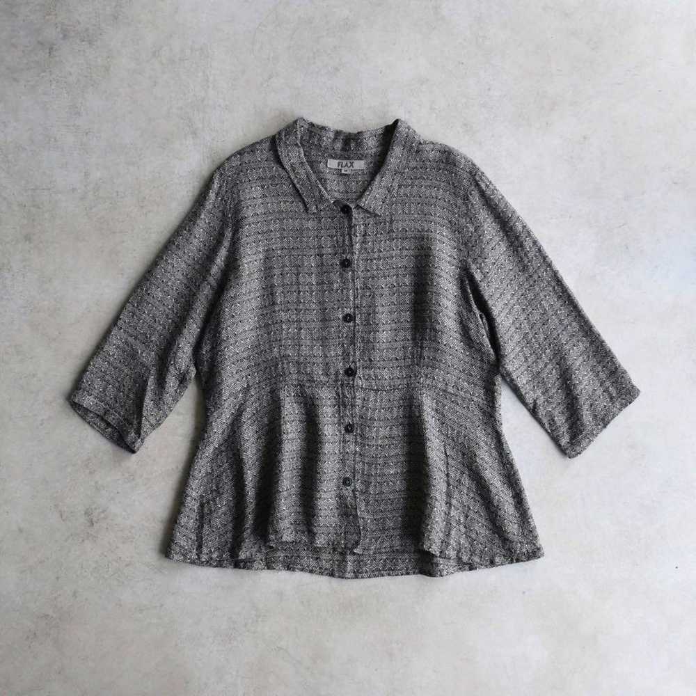 90s FLAX Linen Shirt Blouse Made in Lithuania Vin… - image 1