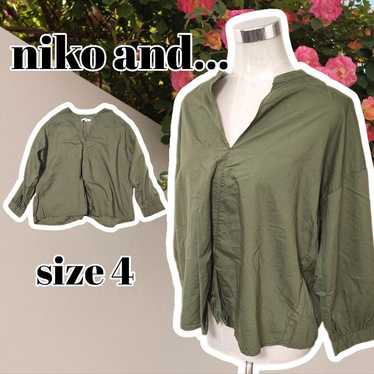 niko and 【4】 Tops Long-sleeve Shirt Blouse Khaki G