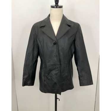 Worthington Worthington Black Leather Button-Up Ja