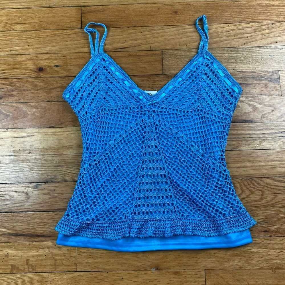 Vintage Rave Blue Lined TankTop Size XL - image 2