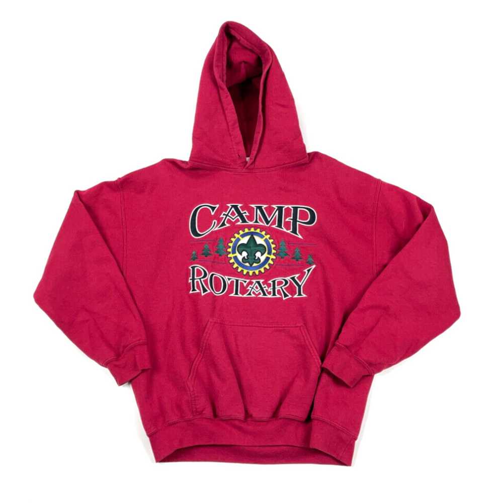 Gildan Camp Rotary Red Embroidered Hoodie Adult L… - image 1