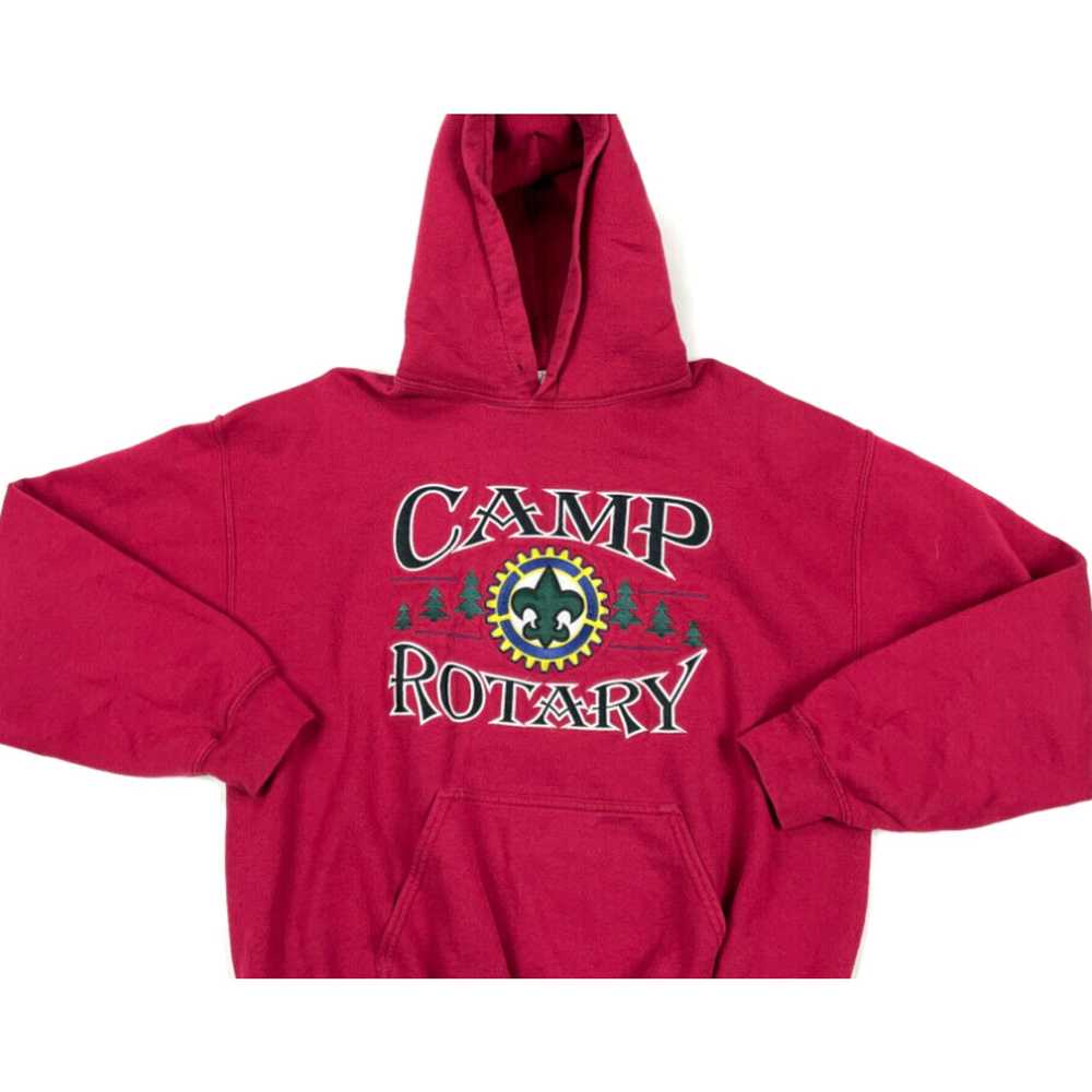 Gildan Camp Rotary Red Embroidered Hoodie Adult L… - image 3