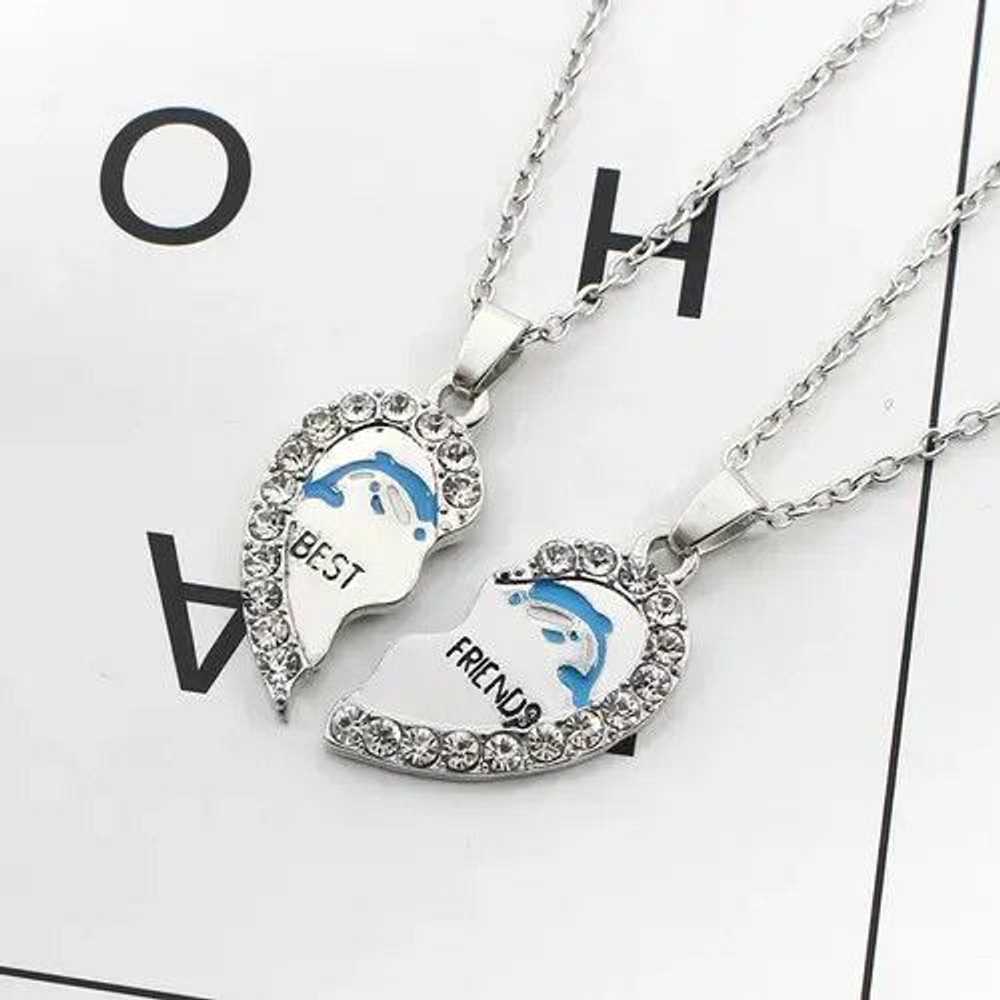 Streetwear 2PCS Dolphin Heart Necklace - image 3