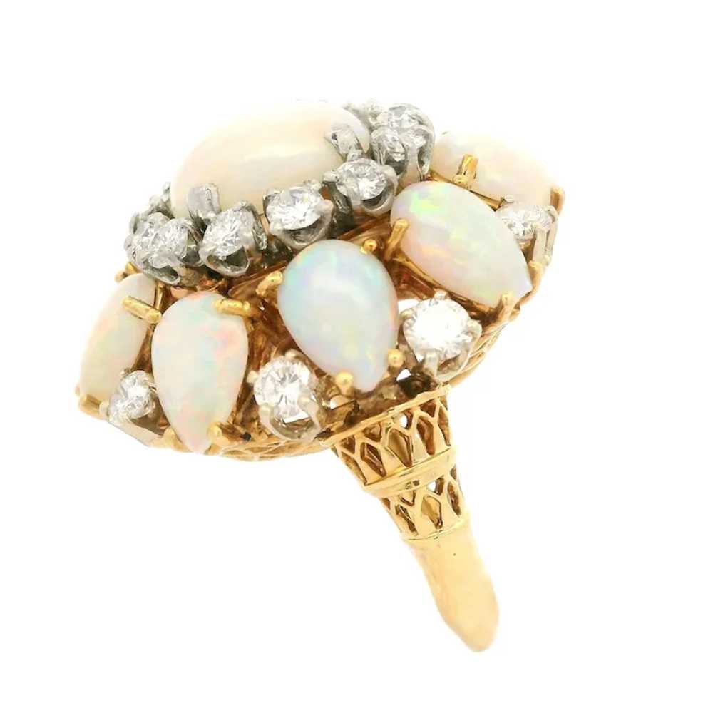 Vintage 18k Yellow Gold Opal & 1.40ctw Diamond La… - image 11