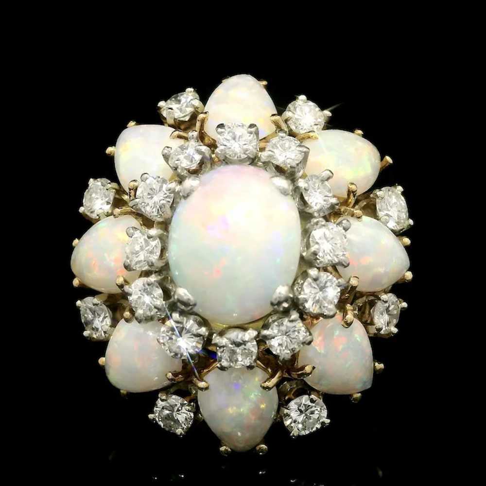 Vintage 18k Yellow Gold Opal & 1.40ctw Diamond La… - image 2