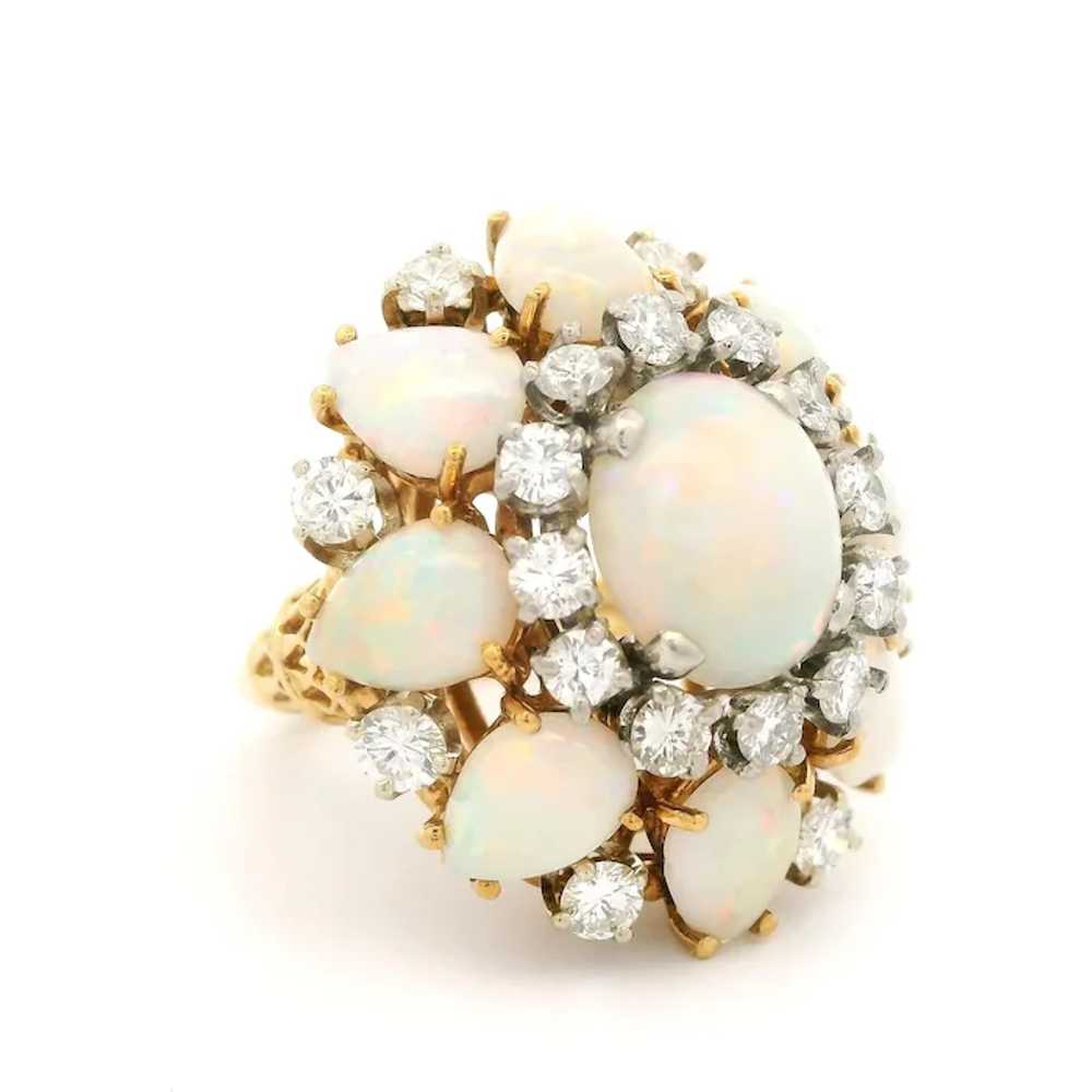 Vintage 18k Yellow Gold Opal & 1.40ctw Diamond La… - image 3