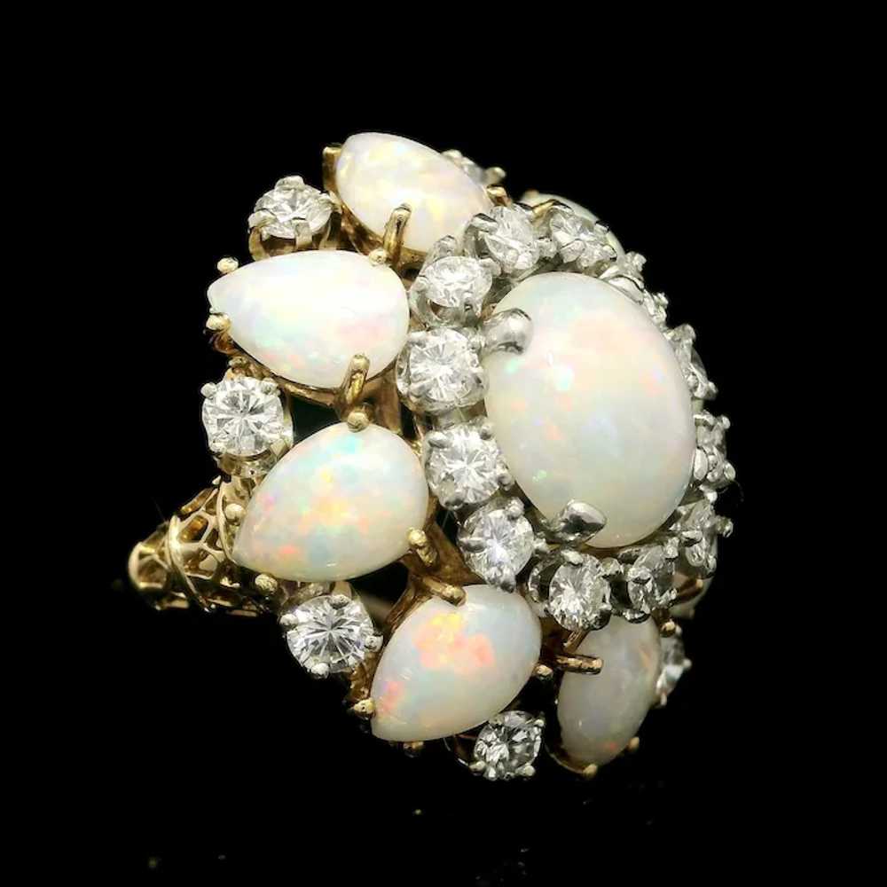 Vintage 18k Yellow Gold Opal & 1.40ctw Diamond La… - image 4