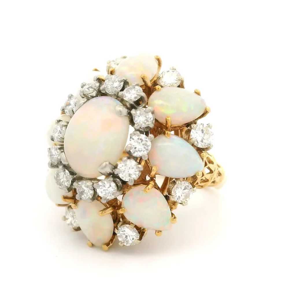 Vintage 18k Yellow Gold Opal & 1.40ctw Diamond La… - image 5