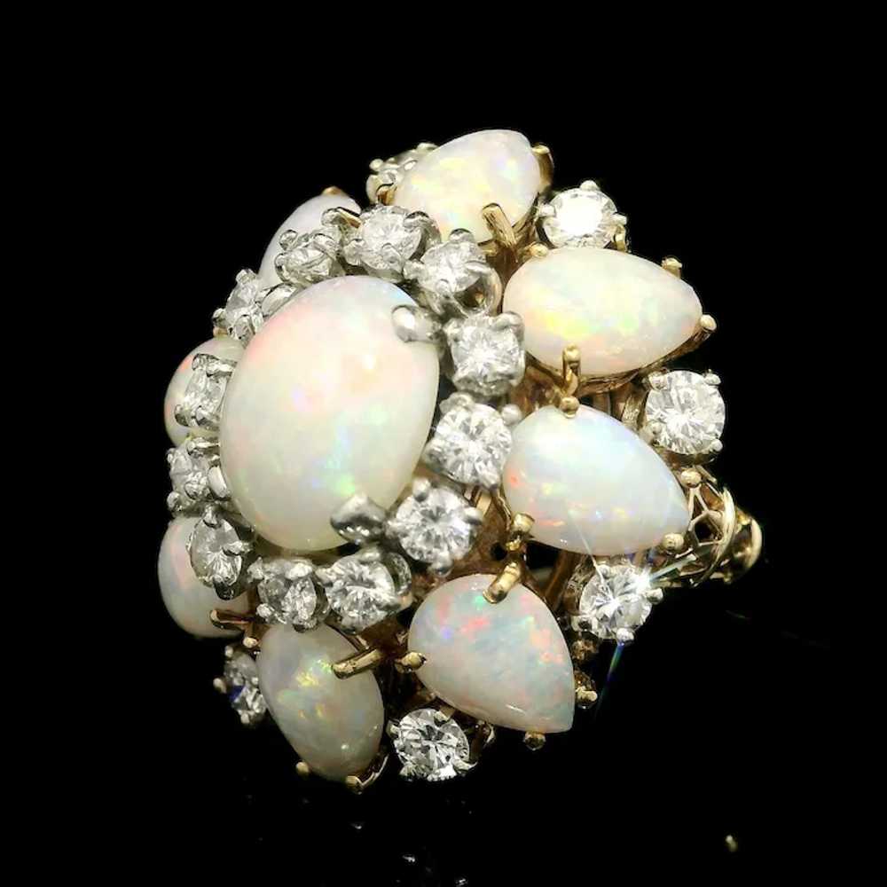 Vintage 18k Yellow Gold Opal & 1.40ctw Diamond La… - image 6