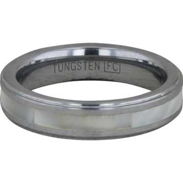 Men's Tungsten Beveled Edge Band with Mother of P… - image 1