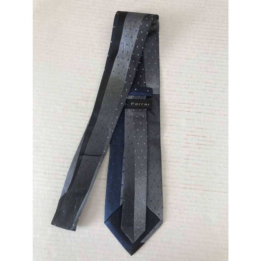 Vintage J. Ferrar Men's Necktie Tie Silk Black Bl… - image 3