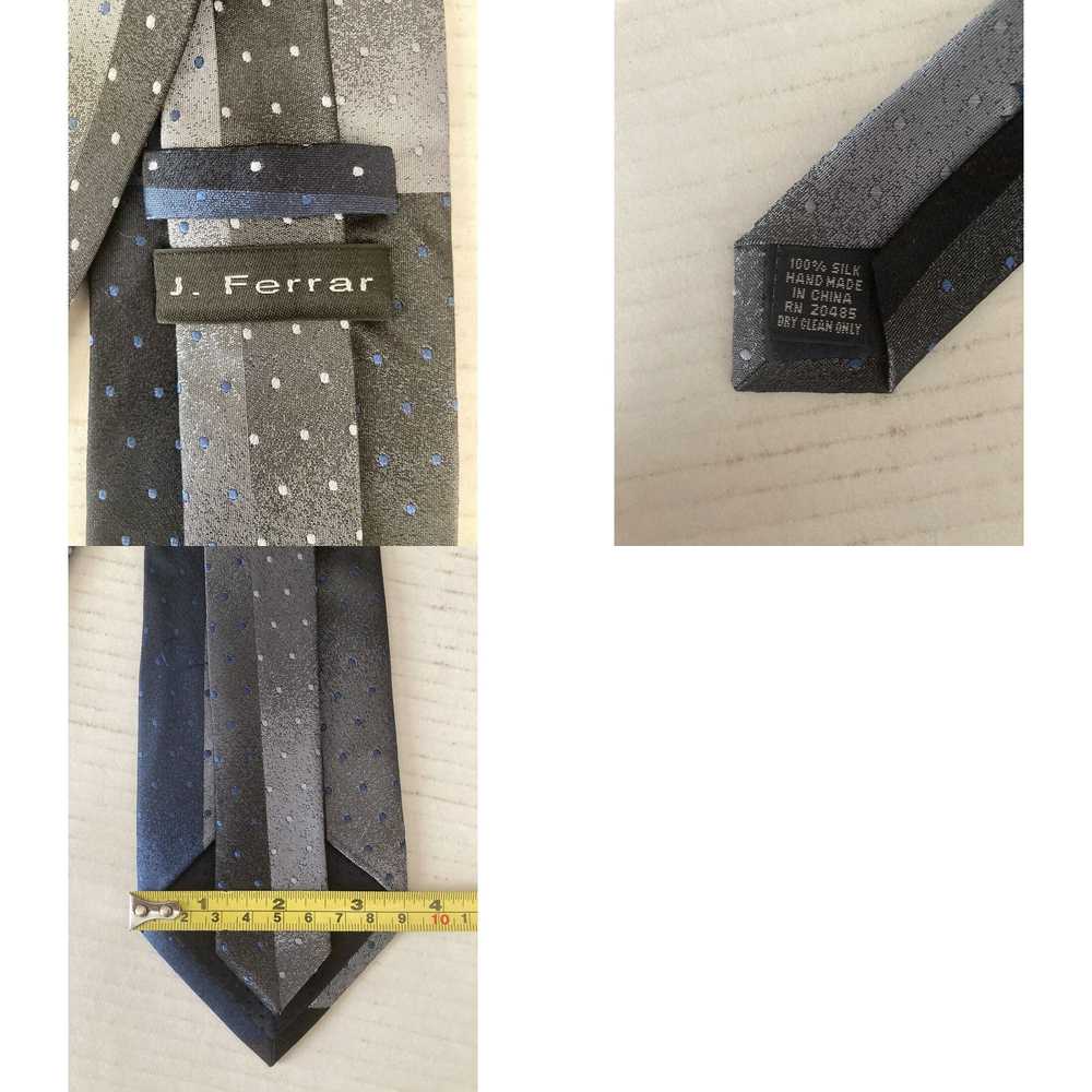 Vintage J. Ferrar Men's Necktie Tie Silk Black Bl… - image 4