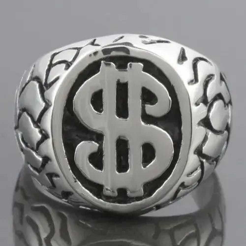 Silver × Streetwear × Vintage US Dollar Sign Ring… - image 1