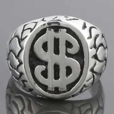 Silver × Streetwear × Vintage US Dollar Sign Ring… - image 1