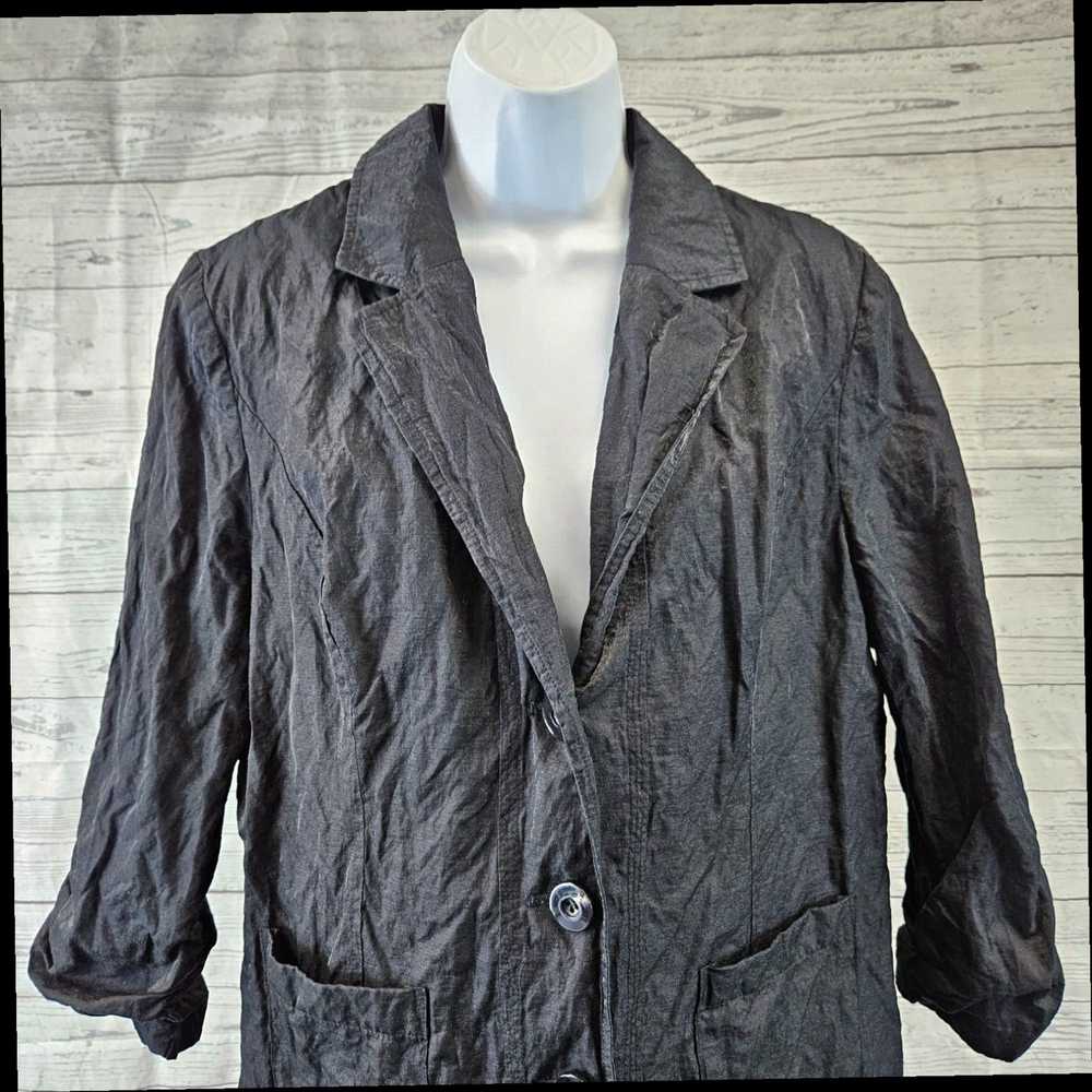 Vintage Chicos Womens Jacket Sz Large Solid Black… - image 2