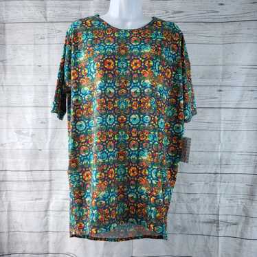 Vintage LuLaRoe Womens Irma Top Sz Small Blue Gree