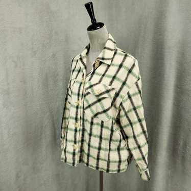 Zara Zara Blouse Womens Small White Green Black P… - image 1