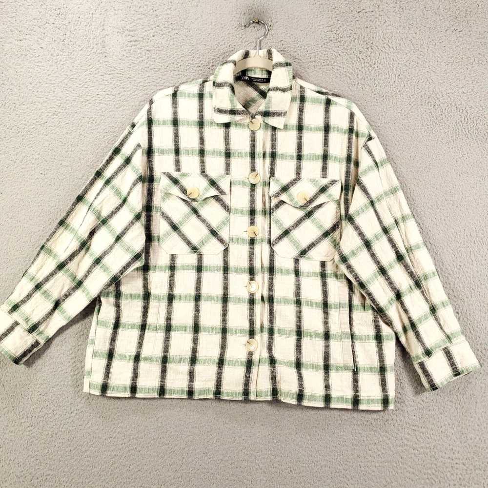 Zara Zara Blouse Womens Small White Green Black P… - image 2