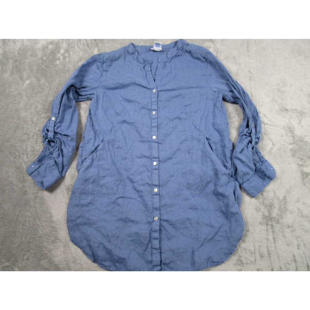 Vintage Sigrid Olsen Top Womens Small Blue Linen … - image 1