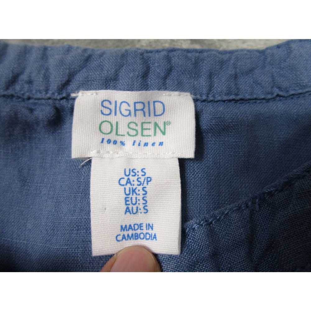 Vintage Sigrid Olsen Top Womens Small Blue Linen … - image 4