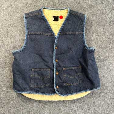 Sears VTG SEARS roebucks SHERPA DENIM VEST XL jea… - image 1