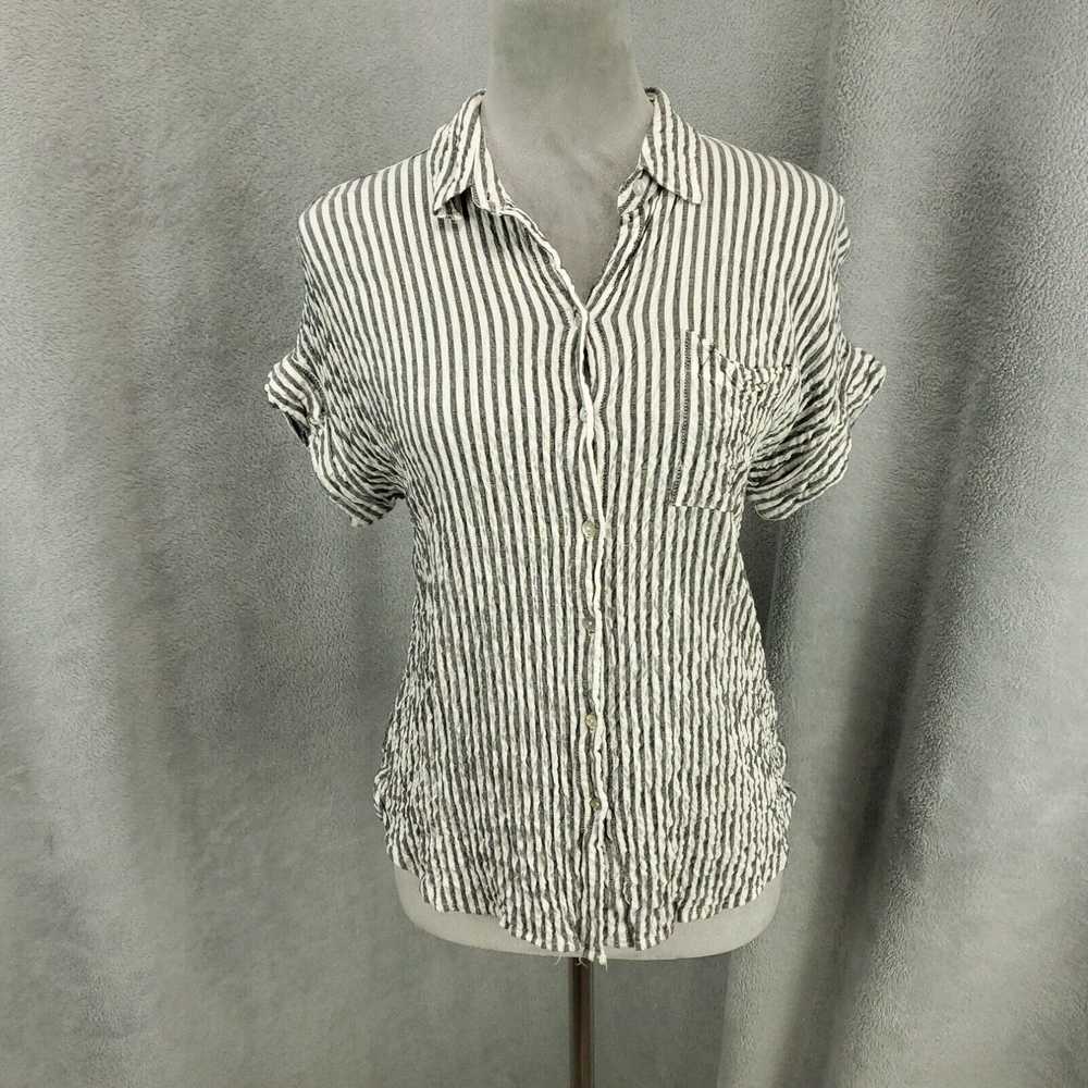 Vintage Jane And Delancey Shirt Womens M Gray Whi… - image 1