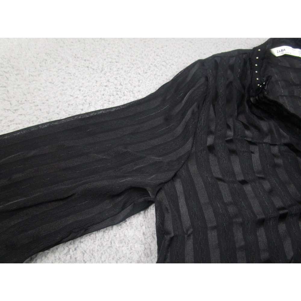 Zara Zara Top Womens XS Black Sheer Striped Light… - image 3