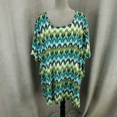 Vintage Catherines Top Womens 5X Teal Green Blue … - image 1