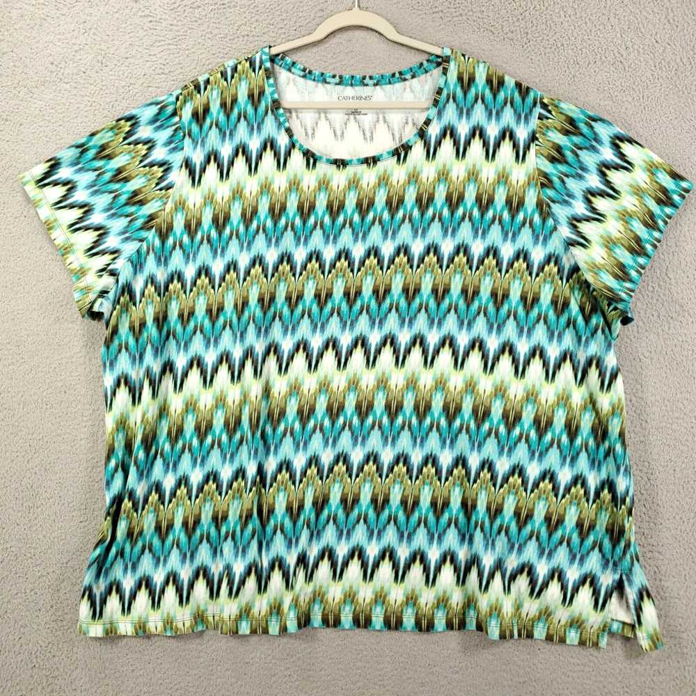 Vintage Catherines Top Womens 5X Teal Green Blue … - image 2