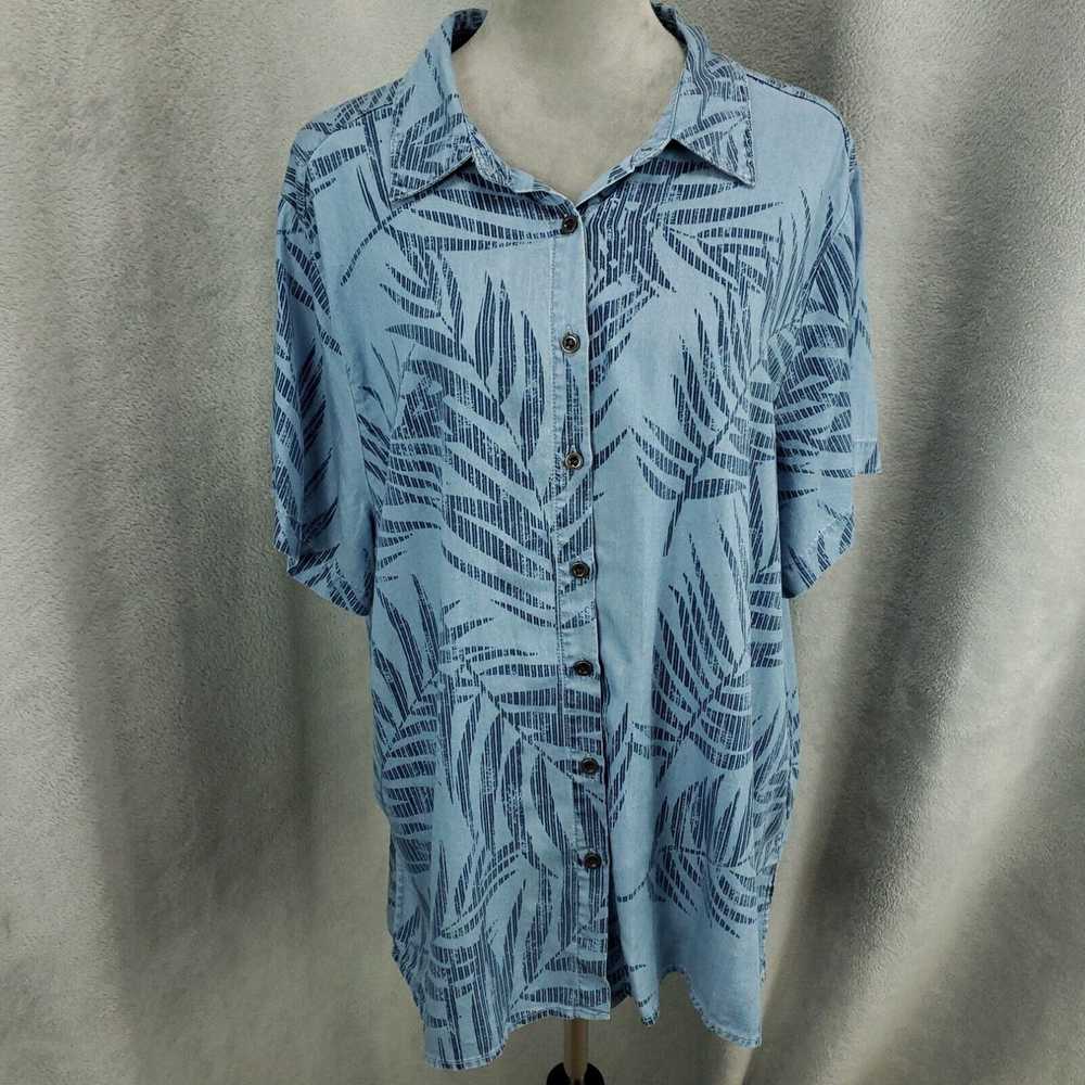 Vintage Jane And Delancey Shirt Womens 1X Blue Fl… - image 1