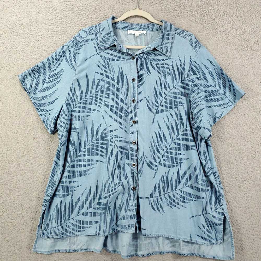 Vintage Jane And Delancey Shirt Womens 1X Blue Fl… - image 3