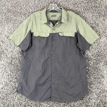 Vintage Columbia Men’s L Button Down Green Gray S… - image 1