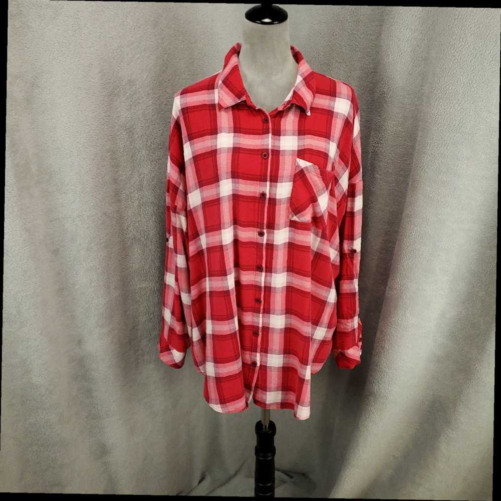 Torrid Torrid 2 Button Up Women 2X Pink Red White… - image 1