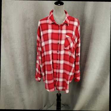 Torrid Torrid 2 Button Up Women 2X Pink Red White… - image 1