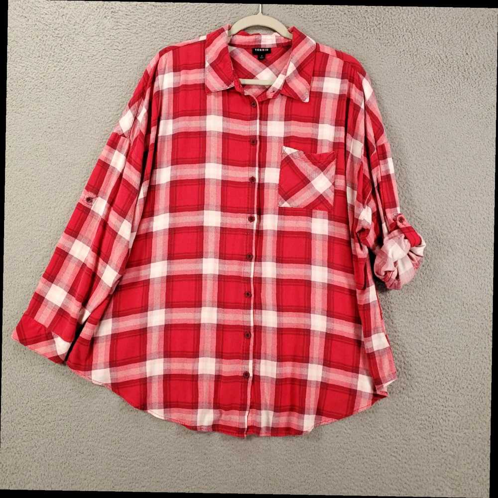 Torrid Torrid 2 Button Up Women 2X Pink Red White… - image 2