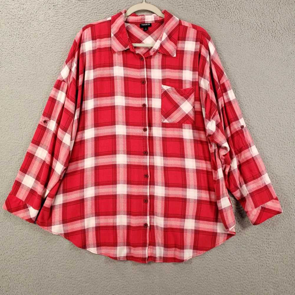 Torrid Torrid 2 Button Up Women 2X Pink Red White… - image 3